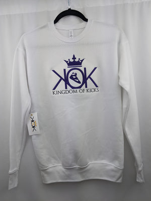 KOK Purple/Black Logo Embroidered Crew White