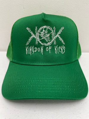 KOK White Trucker Hat Kelly Green