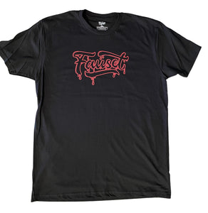 Fauset Red Drippin Tee Black