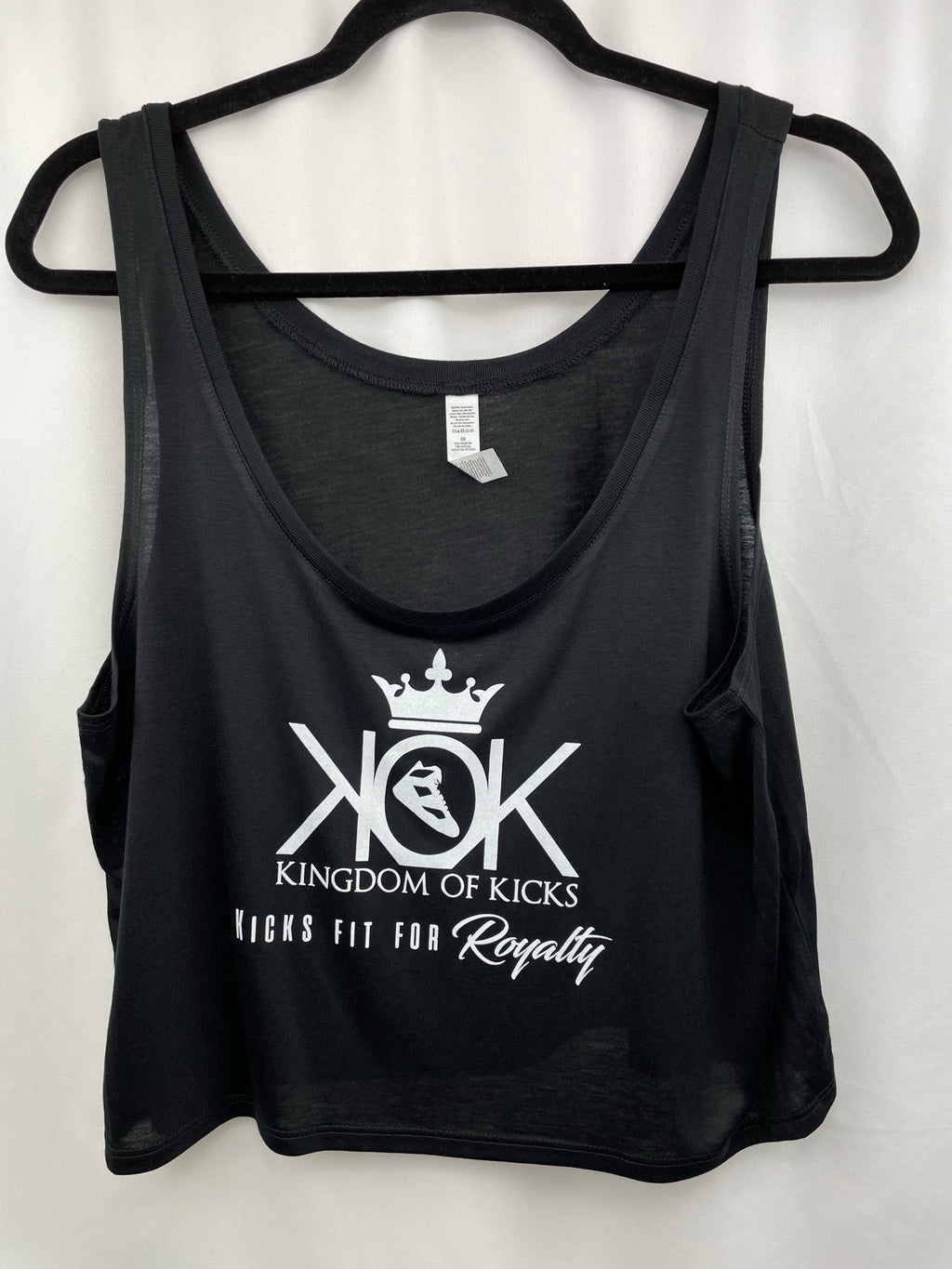 KOK White Logo Crop Tank Black