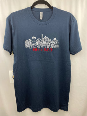 KOK White/Red Born & Raised Navy Tee Embroidered